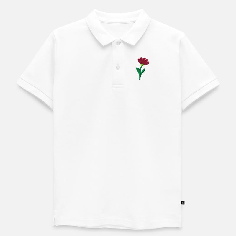 Fleur brodée - Polo enfant bio premium - blanc