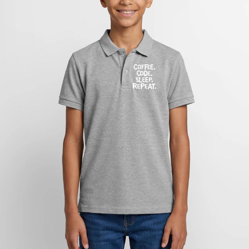 Coffee Code Sleep - Répéter le travail du programmeur Polo adolescent bio premium