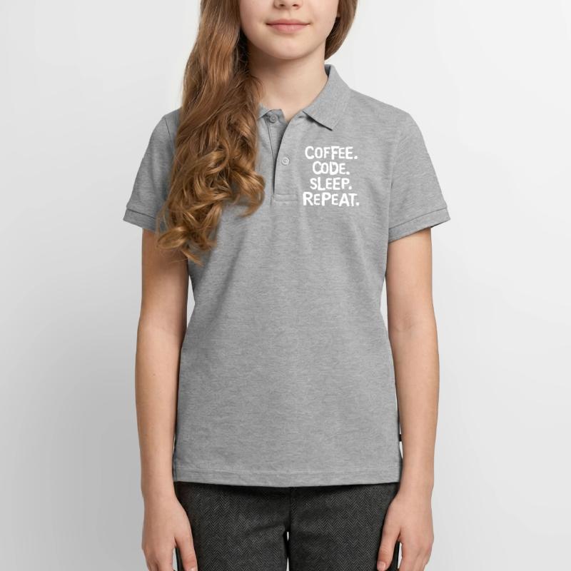 coffee code sleep - repeat programmer work Teens' Premium Organic Poloshirt
