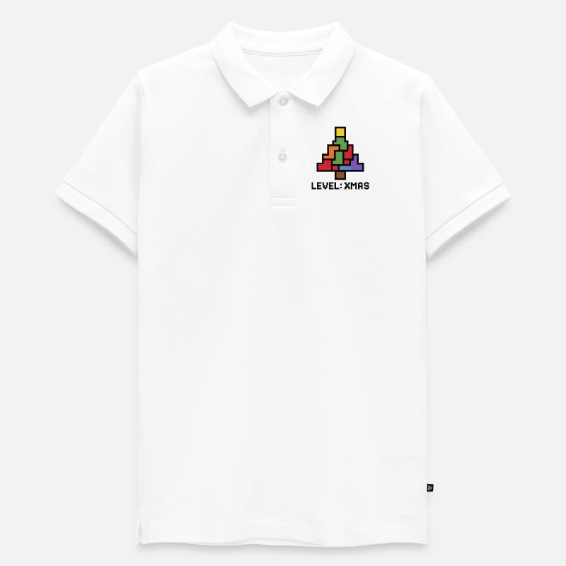 Arbre-pixels de LevelXmas - Polo adolescent bio premium - blanc