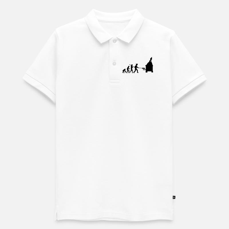 Evolution Pizza Bäcker - Teenager Premium Organic Poloshirt - Weiß