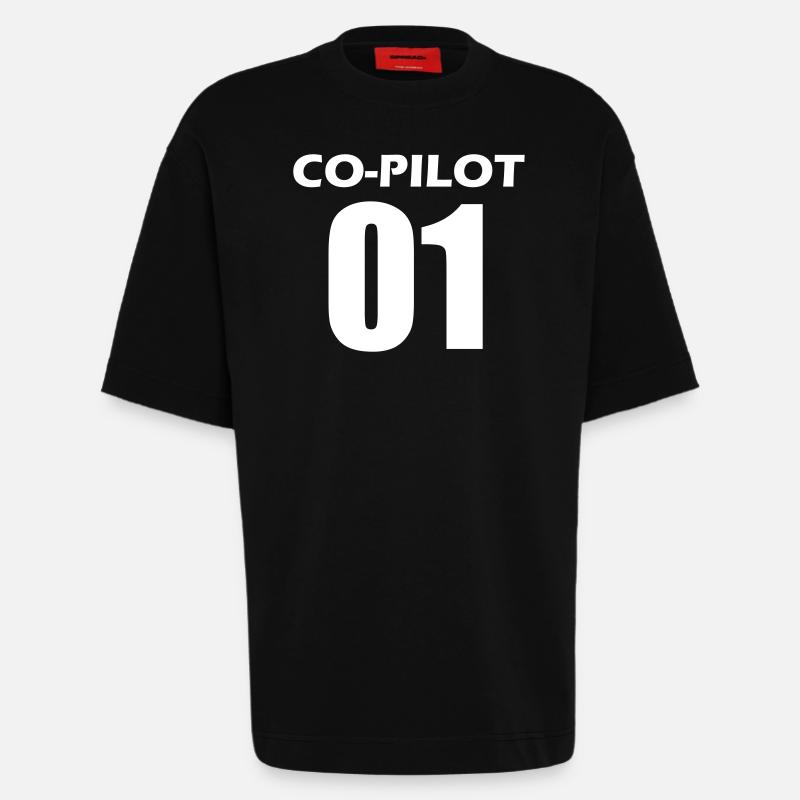 Co-Pilot Partnerlook Geschenk - Heavyweight T-Shirt - made by SPREAD  - SOLID BLACK