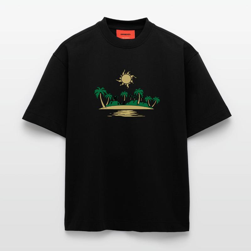 île mer de vacances soleil T-shirt bio épais oversize fabriqué en UE