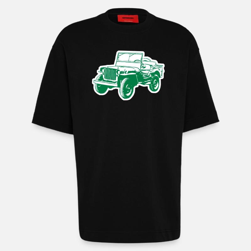 Willys Jeep - T-shirt bio épais oversize fabriqué en UE - SOLID BLACK
