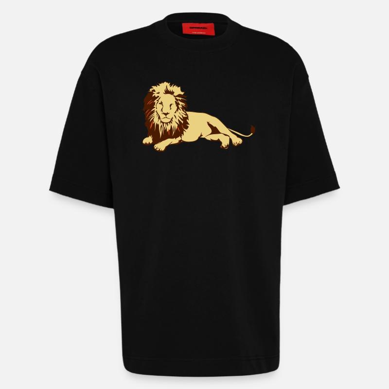 Löwe (liegend) - Heavyweight T-Shirt - made by SPREAD  - SOLID BLACK