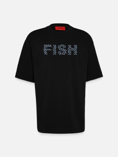 Fischschwarm / fish swarm (1c) - Heavyweight T-Shirt - made by SPREAD - SOLID BLACK