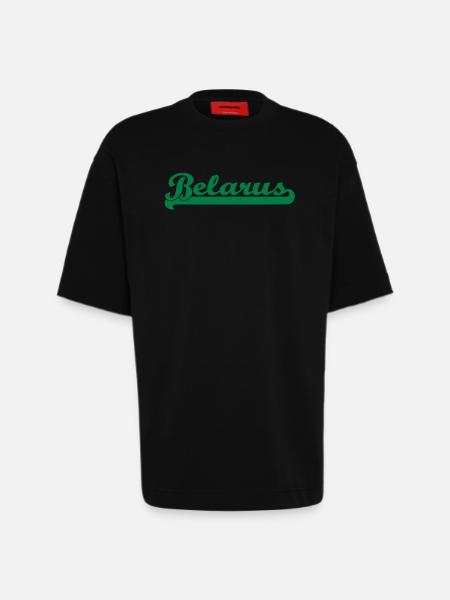 belarus writing - Heavyweight T-Shirt - made by SPREAD  - SOLID BLACK