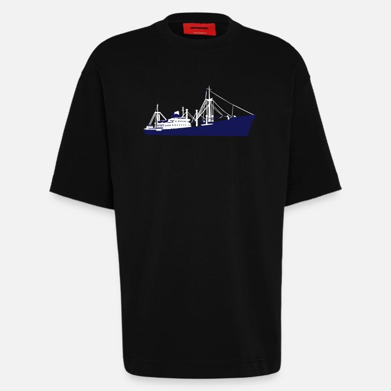 Schiff - MS F. Freiligrath - Heavyweight T-Shirt - made by SPREAD  - SOLID BLACK