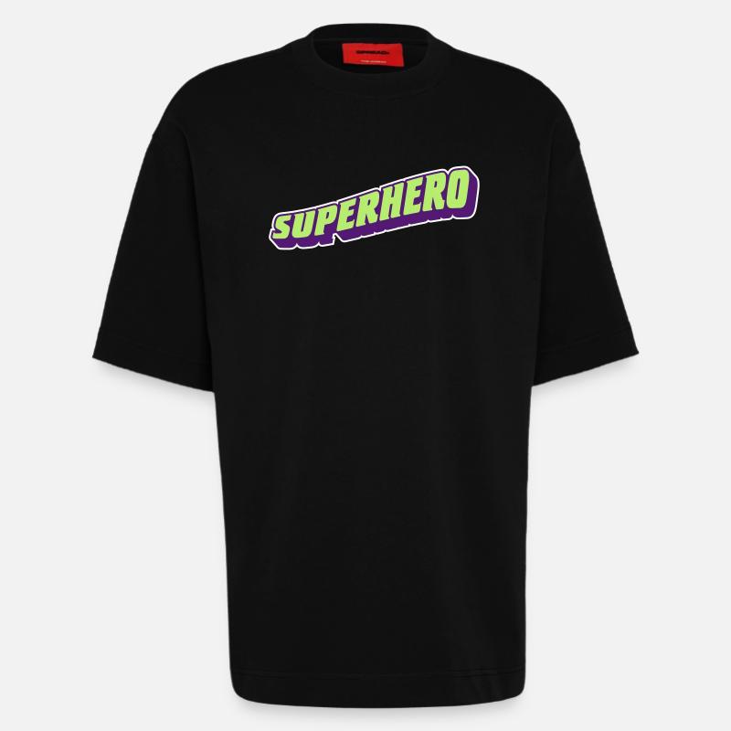 super-héros - T-shirt bio épais oversize fabriqué en UE - SOLID BLACK
