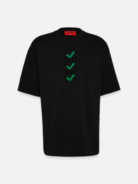 3 hook buttons - Heavyweight T-Shirt - made by SPREAD  - SOLID BLACK