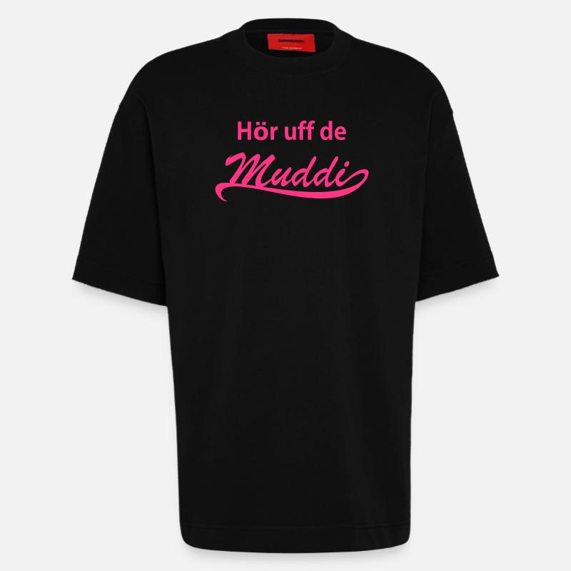 Hör uff de Muddi! - Heavyweight T-Shirt - made by SPREAD - SOLID BLACK