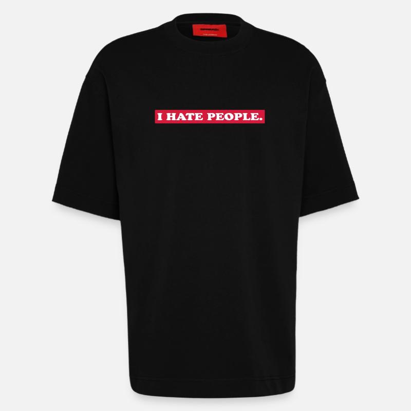 I HATE PEOPLE. - Heavyweight T-Shirt - made by SPREAD - SOLID BLACK