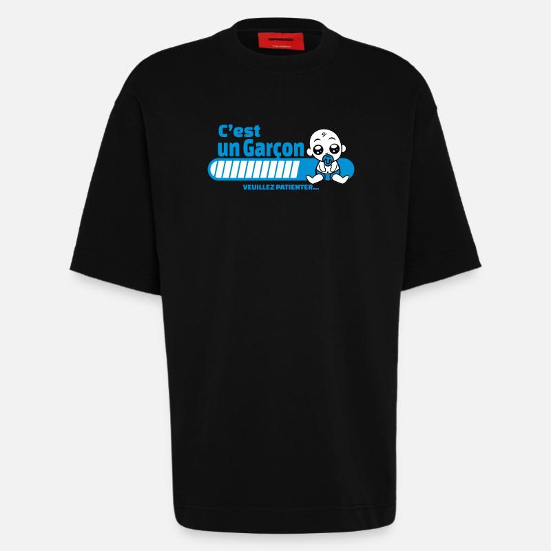 annonce grossesse - c'est un garçon - T-shirt bio épais oversize fabriqué en UE - SOLID BLACK
