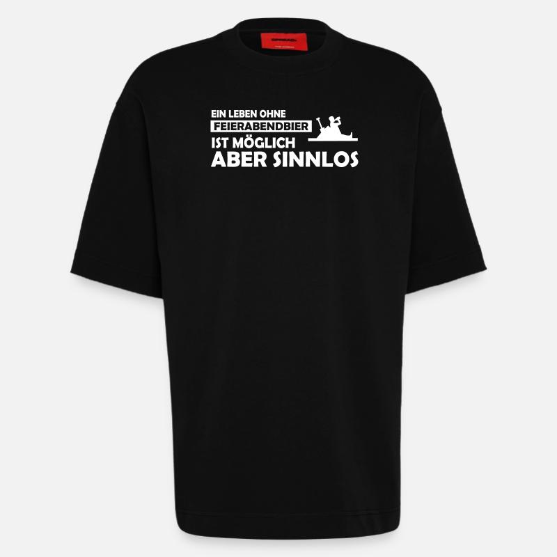 ein leben ohne feierabendbier - Heavyweight T-Shirt - made by SPREAD  - SOLID BLACK