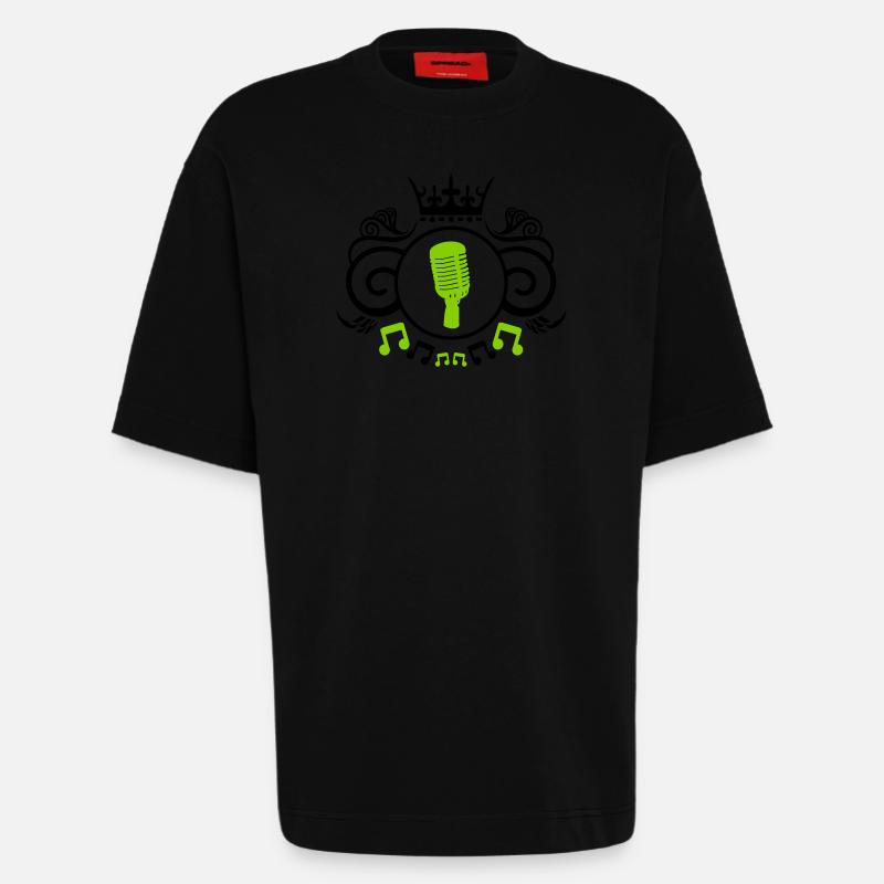 Microphone crest - Heavyweight T-Shirt - made by SPREAD  - SOLID BLACK