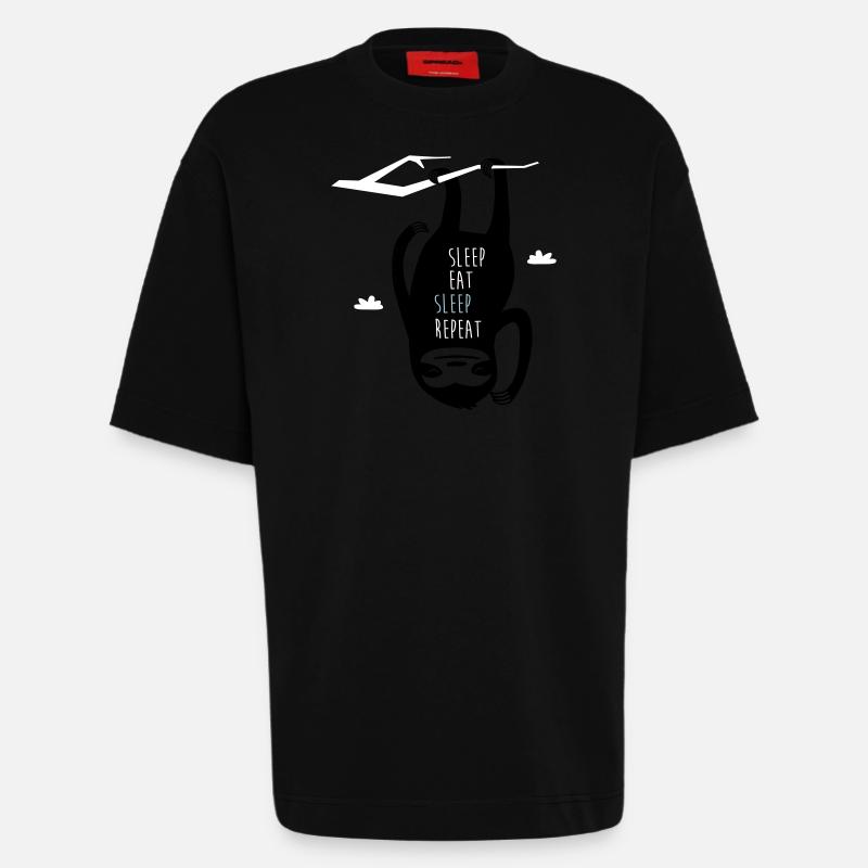 Sleep Eat Sleep Repeat Sloth - Heavyweight T-Shirt - made by SPREAD  - SOLID BLACK