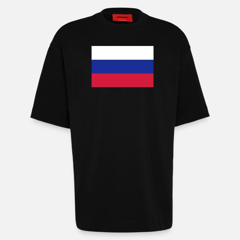 Drapeau Russie / Russian flag - T-shirt bio épais oversize fabriqué en UE - SOLID BLACK