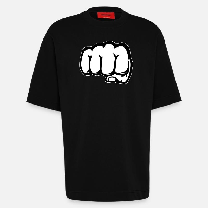 Fist hand icon front - Heavyweight T-Shirt - made by SPREAD  - SOLID BLACK