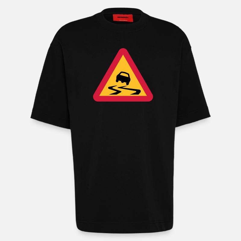 Rutsch-Auto-Warnschild - Heavyweight T-Shirt - made by SPREAD  - SOLID BLACK
