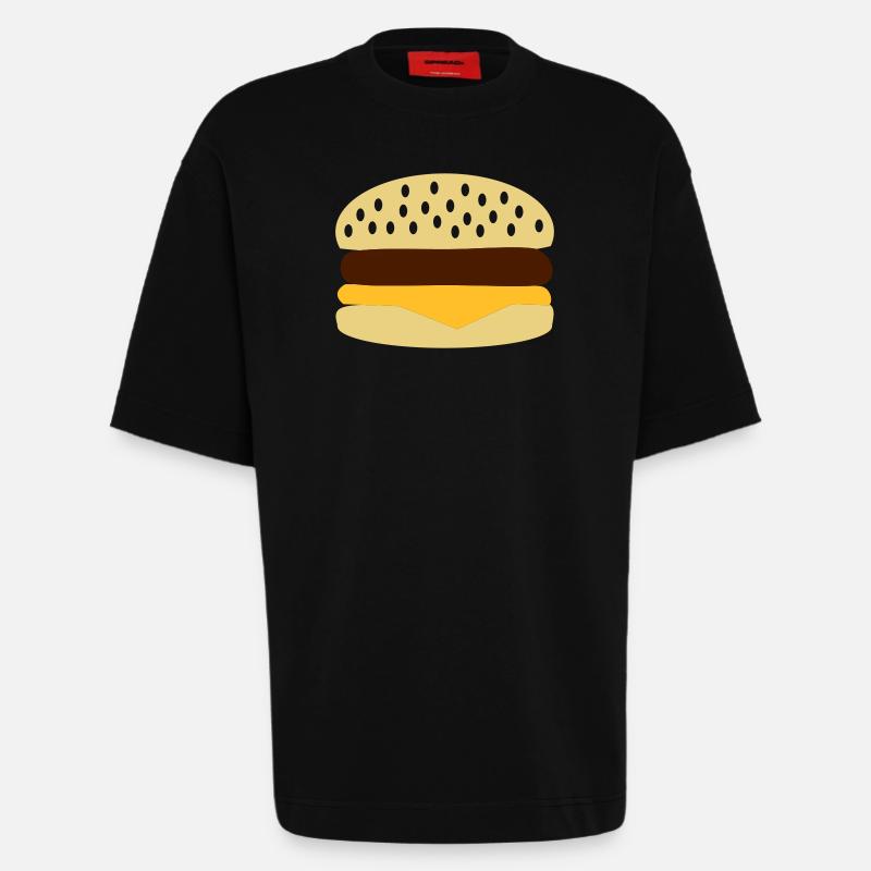 Burger - Hamburger - Heavyweight T-Shirt - made by SPREAD - SOLID BLACK