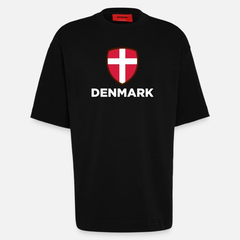 Drapeau national du Danemark - T-shirt bio épais oversize fabriqué en UE - SOLID BLACK