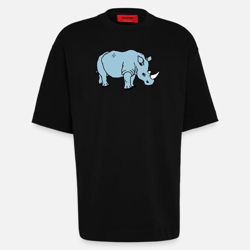 rhinoceros - Heavyweight T-Shirt - made by SPREAD  - SOLID BLACK