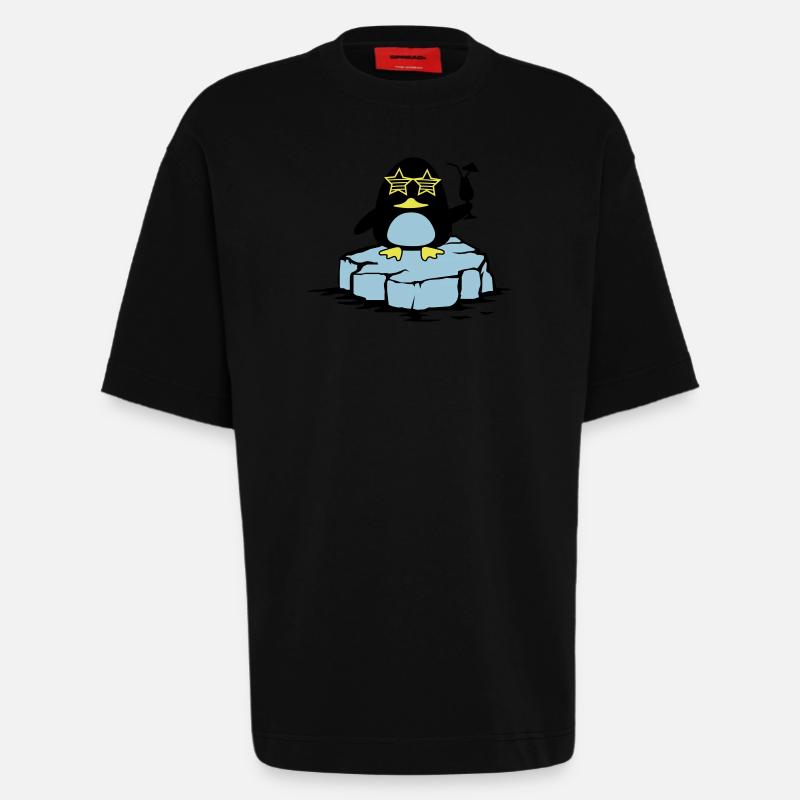 beach pinguin eisscholle - Heavyweight T-Shirt - made by SPREAD  - SOLID BLACK