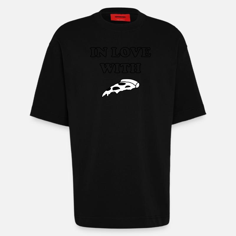 morceau de pizza - T-shirt bio épais oversize fabriqué en UE - SOLID BLACK