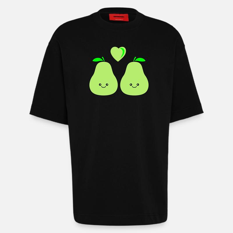 birne comic love - Heavyweight T-Shirt - made by SPREAD  - SOLID BLACK