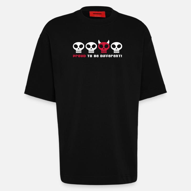 DIFFERENT PUNKY SKULLS - 2C - Heavyweight T-Shirt - made by SPREAD  - SOLID BLACK