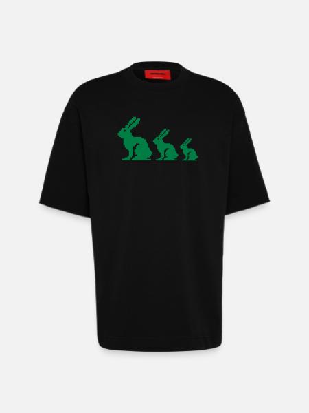 Bunny Pixel 3 - Heavyweight T-Shirt - made by SPREAD  - SOLID BLACK