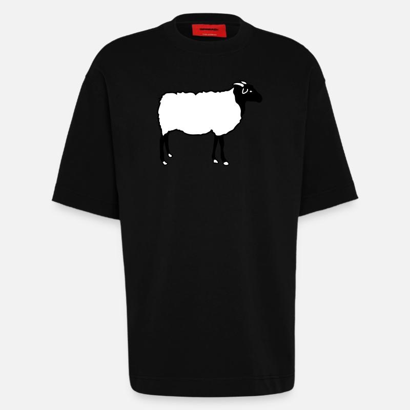 Får Får Heidschnucke lam Shepherd lam - Heavyweight oversized organic T-shirt made in EU - SOLID BLACK