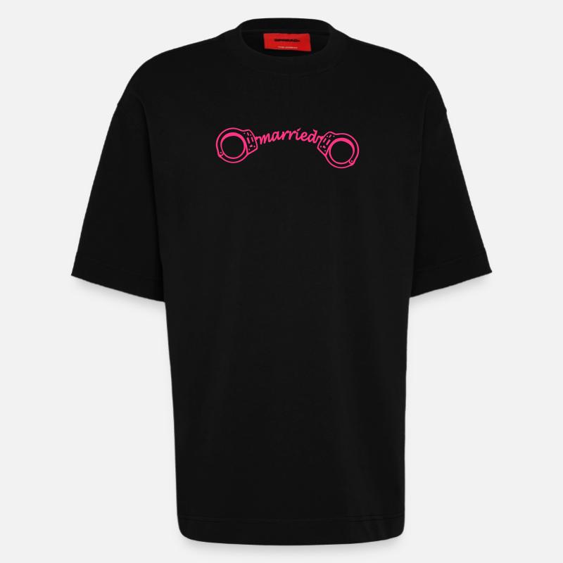 Alliances, bagues, de mariage, mariés, just - T-shirt bio épais oversize fabriqué en UE - SOLID BLACK