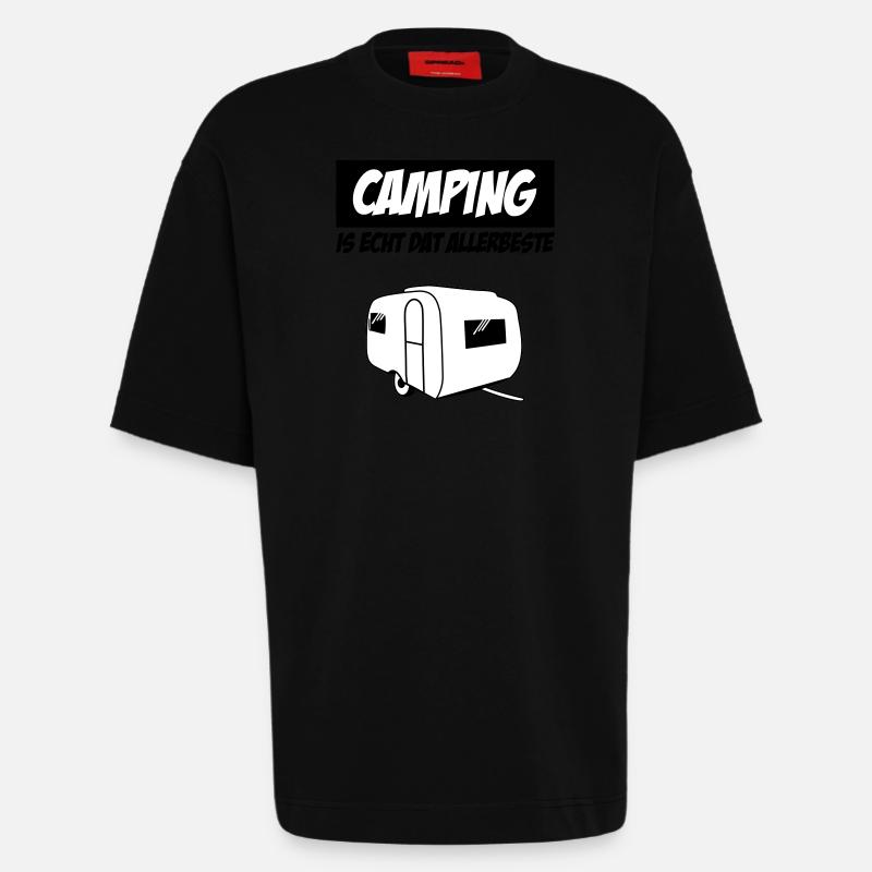 Camping Is Echt Dat Allerbeste - Heavyweight T-Shirt - made by SPREAD  - SOLID BLACK