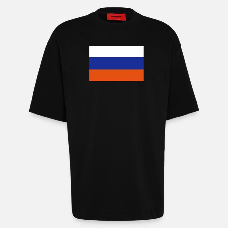 drapeau Russe - T-shirt bio épais oversize fabriqué en UE - SOLID BLACK