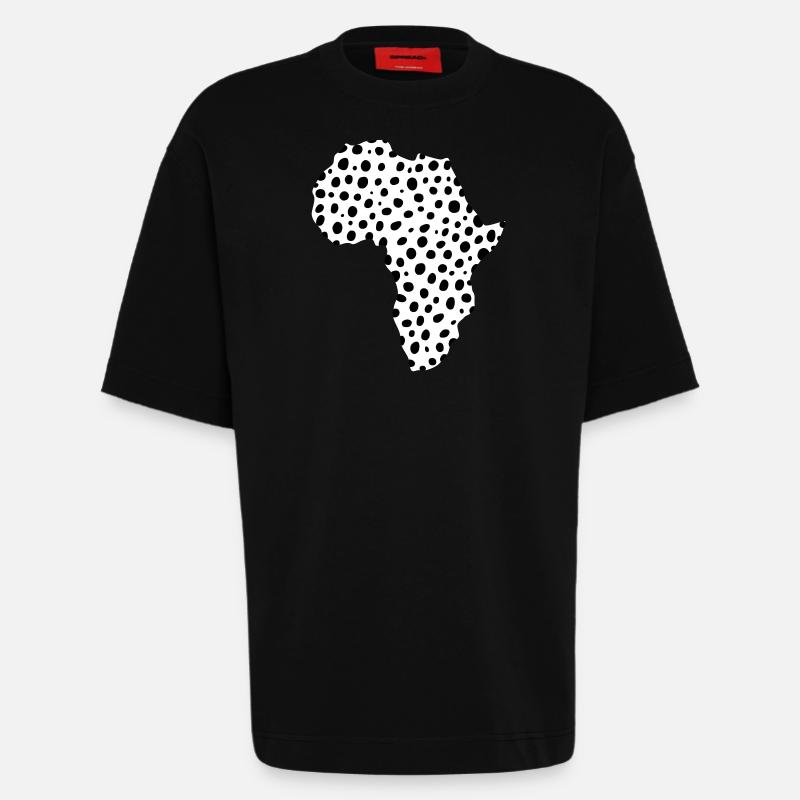 AFRIQUE - modèle guépard continent - T-shirt bio épais oversize fabriqué en UE - SOLID BLACK