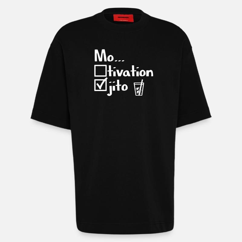 Motivation oder Mojito? - Heavyweight T-Shirt - made by SPREAD  - SOLID BLACK