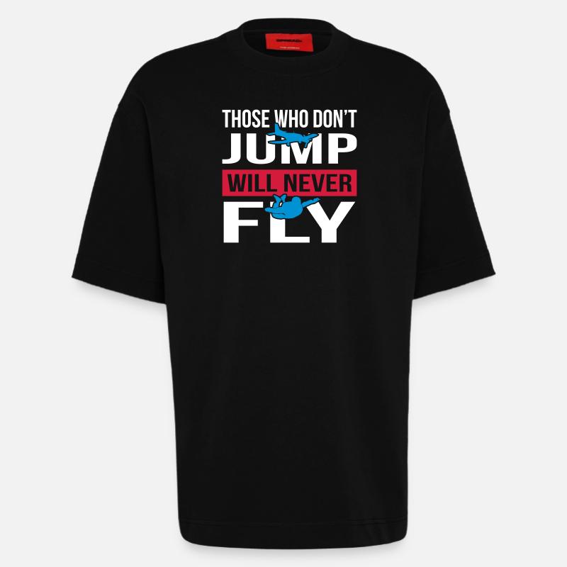 Will Never Fly Skydive - Heavyweight T-Shirt - made by SPREAD  - SOLID BLACK