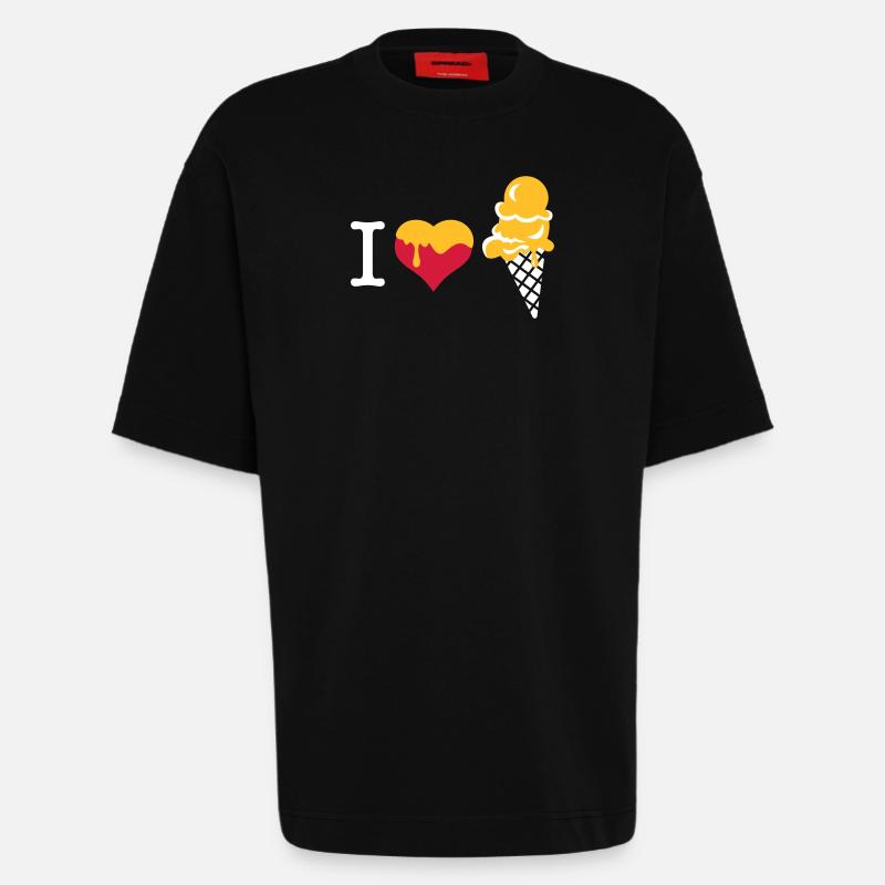 J'aime la crème glacée - T-shirt bio épais oversize fabriqué en UE - SOLID BLACK