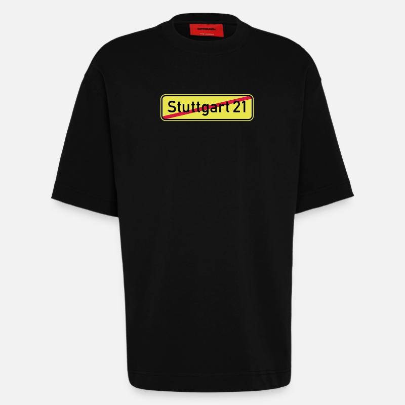 Stuttgart 21 - T-shirt bio épais oversize fabriqué en UE - SOLID BLACK
