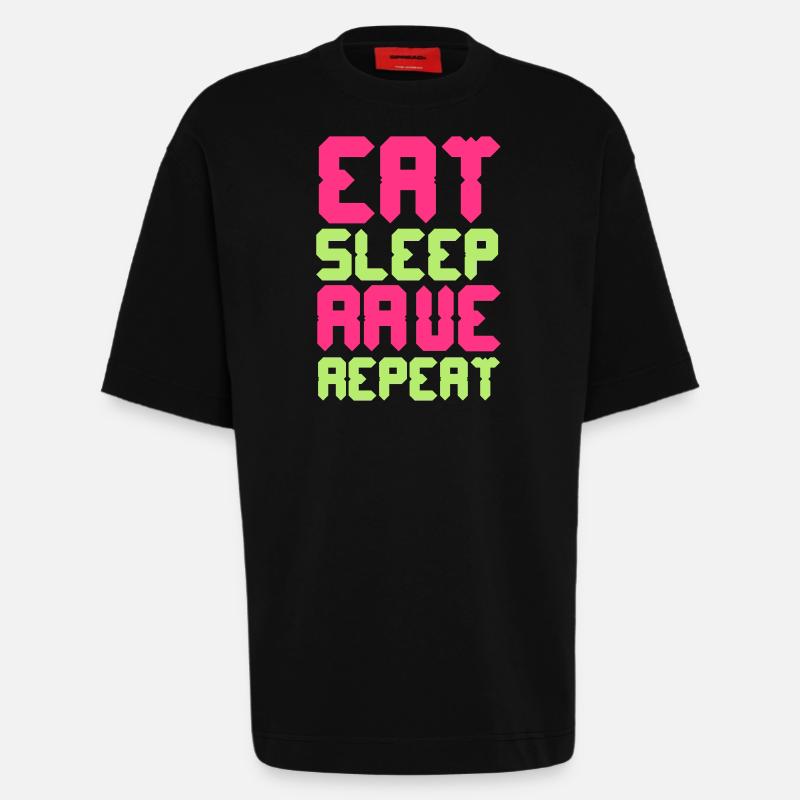 Eat Sleep Rave Repeat - Heavyweight T-Shirt - made by SPREAD  - SOLID BLACK