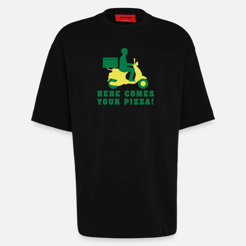 pizza_roller_lieferant_072016a_2c - Heavyweight T-Shirt - made by SPREAD  - SOLID BLACK