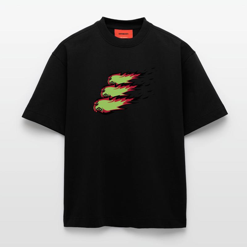Fire flame formation de boule de feu agro T-shirt bio épais oversize fabriqué en UE