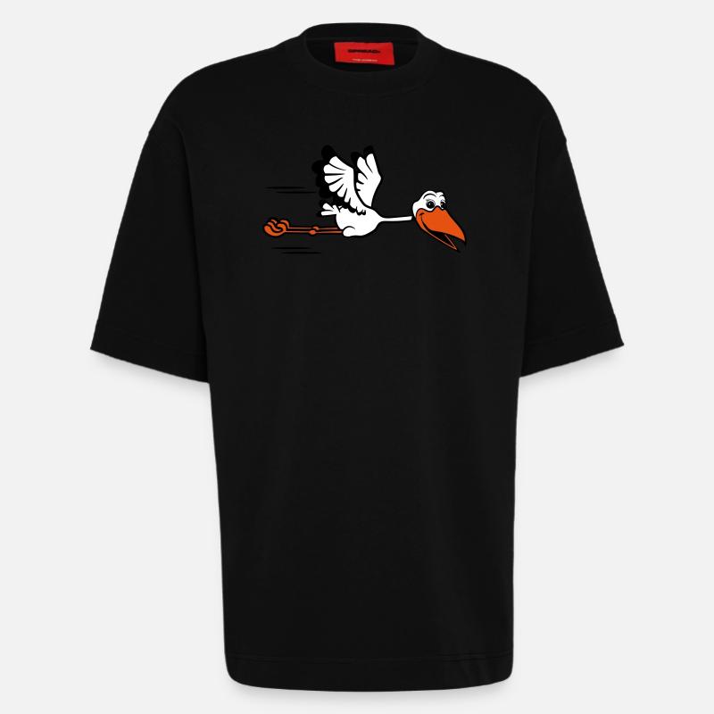cigogne volant - T-shirt bio épais oversize fabriqué en UE - SOLID BLACK