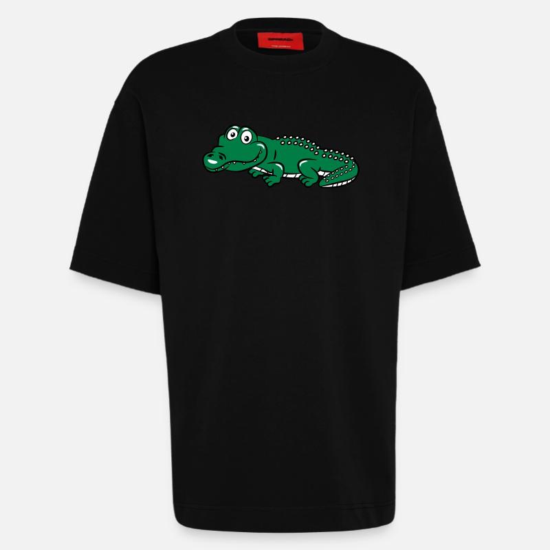 Krokodil witzig - Heavyweight T-Shirt - made by SPREAD  - SOLID BLACK