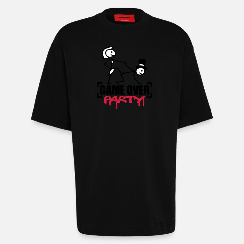 Game Over Party - T-shirt bio épais oversize fabriqué en UE - SOLID BLACK