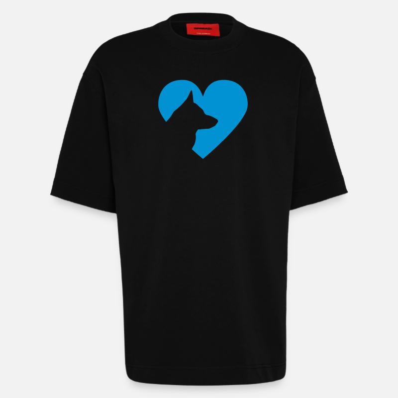 Herz mit Schäferhund Vector - Heavyweight T-Shirt - made by SPREAD  - SOLID BLACK