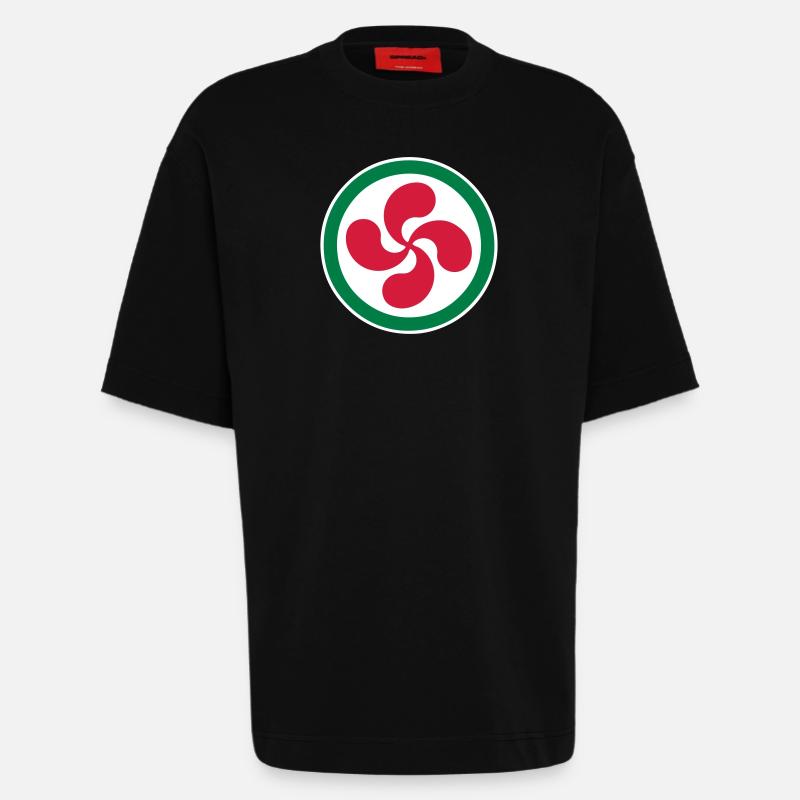 croix basque - lauburu 43 - T-shirt bio épais oversize fabriqué en UE - SOLID BLACK