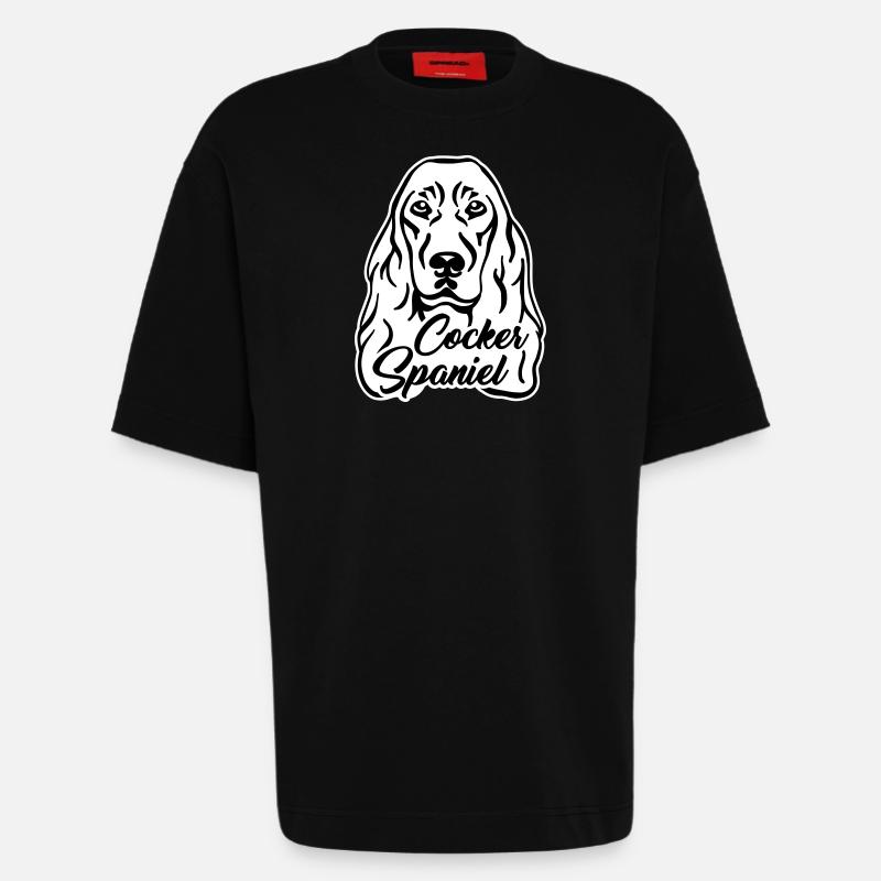 Cocker Spaniel - T-shirt bio épais oversize fabriqué en UE - SOLID BLACK