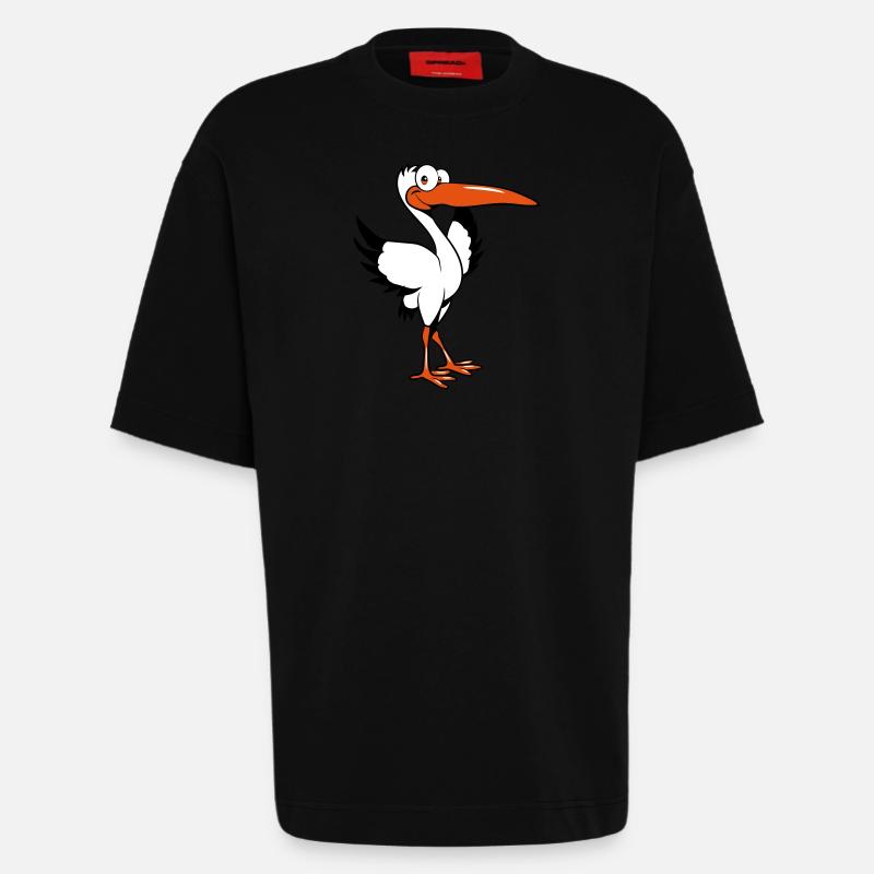 storch witzig comic - Heavyweight T-Shirt - made by SPREAD  - SOLID BLACK